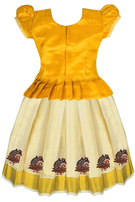 Gold Pattu Pavadai Lehenga Choli - Make her Beautiful