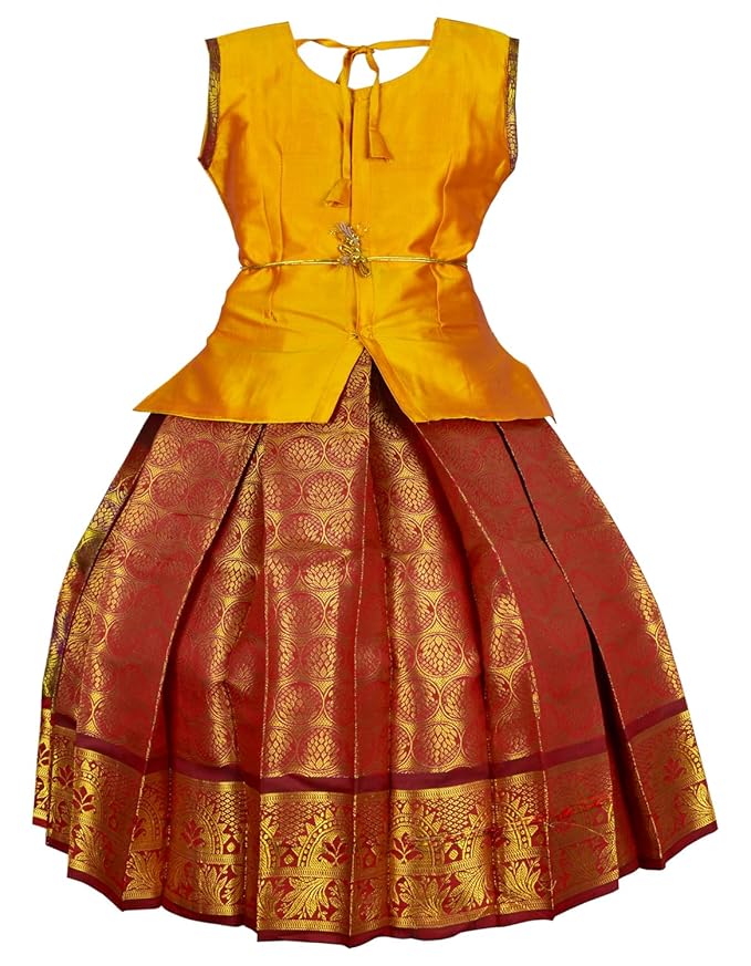 Pattu Pavadai Lehenga Choli- BL2Gold- Make her Beautiful