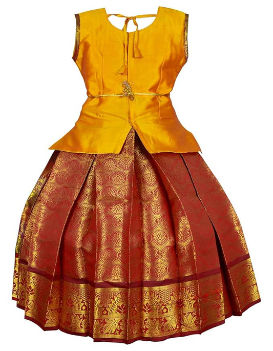 Pattu Pavadai Lehenga Choli- BL2Gold- Make her Beautiful