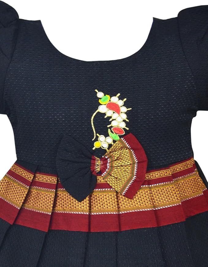 Pattu Cotton Frock-KhanF1Black - Just Dropped !