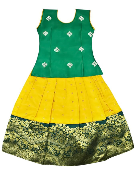 Pattu Pavadai Lehenga Choli-NewB3BGreen- Make her Beautiful