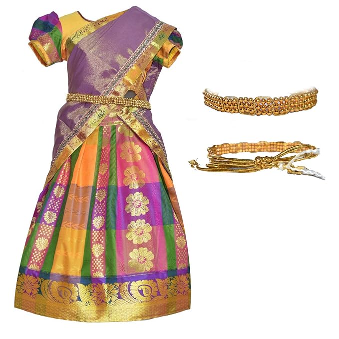 New Half Saree -RHSGoldViolet- For Your Little One!