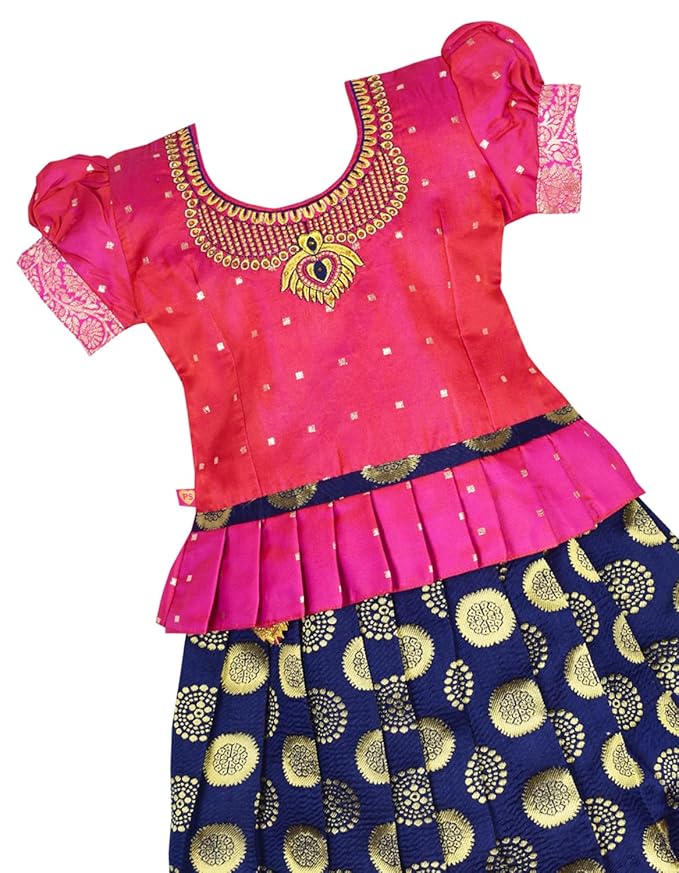 Pattu Pavadai Lehenga Choli-AditiPPink- Make her Beautiful