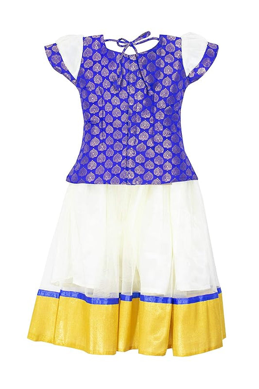 Pattu Pavadai Lehenga Choli-SWKBlue- Make her Beautiful