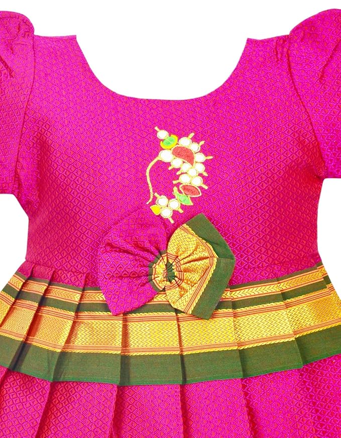 Pattu Cotton Frock-KhanF1Pink - Just Dropped !