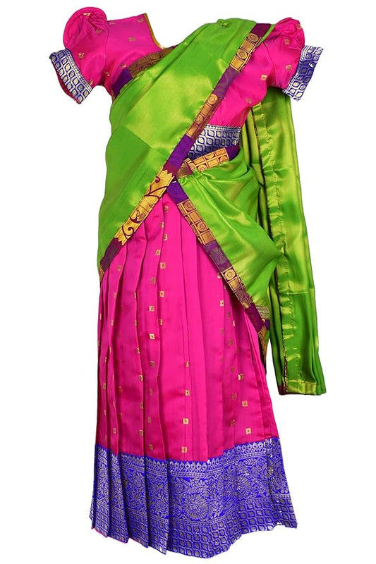 New Half Saree -ButtiHSPinkGreen- For Your Little One!