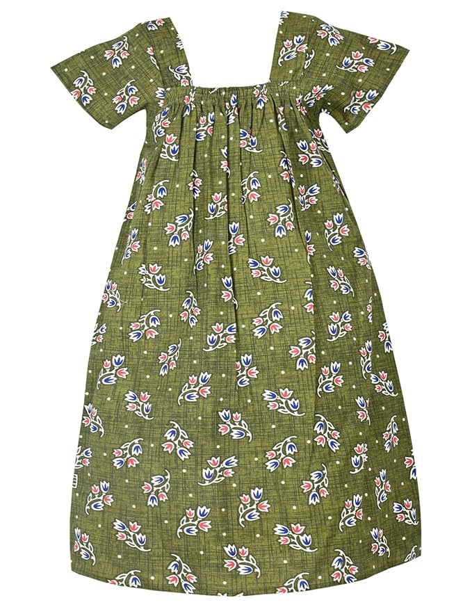 Green Cotton Kids Nighty - Soft & Comfortable