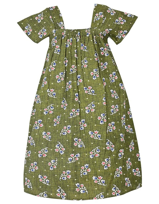 Green Cotton Kids Nighty - Soft & Comfortable