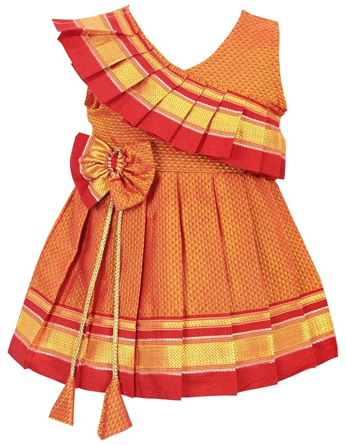 Pattu Cotton Frock-KhanF2Orange- Just Dropped !