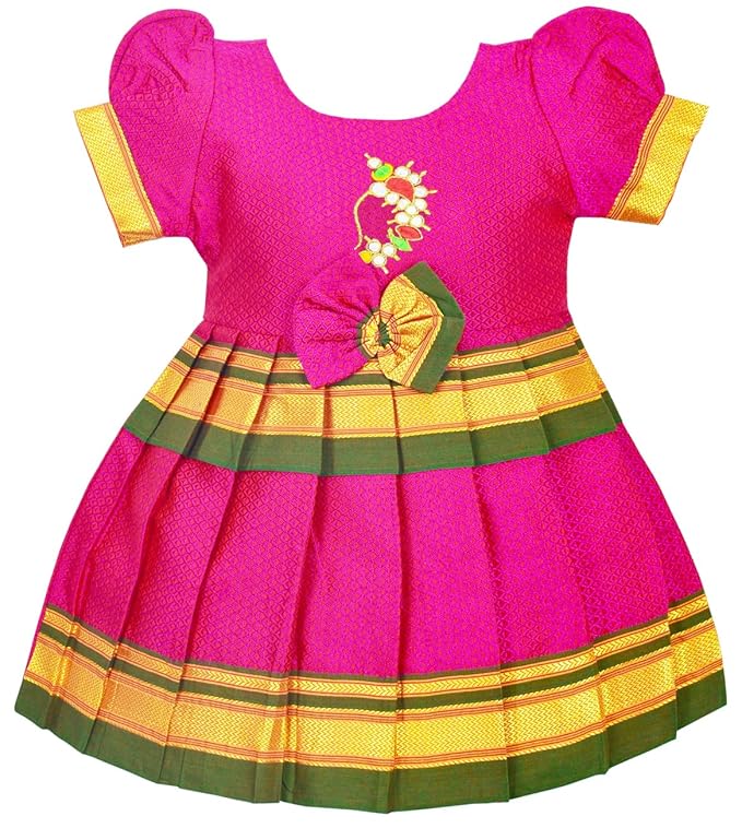 Pattu Cotton Frock-KhanF1Pink - Just Dropped !