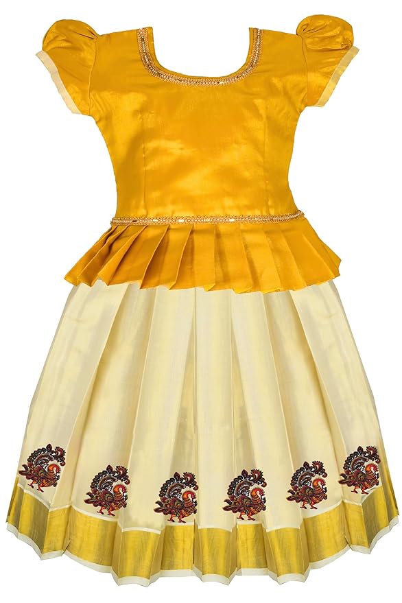 Gold Pattu Pavadai Lehenga Choli - Make her Beautiful