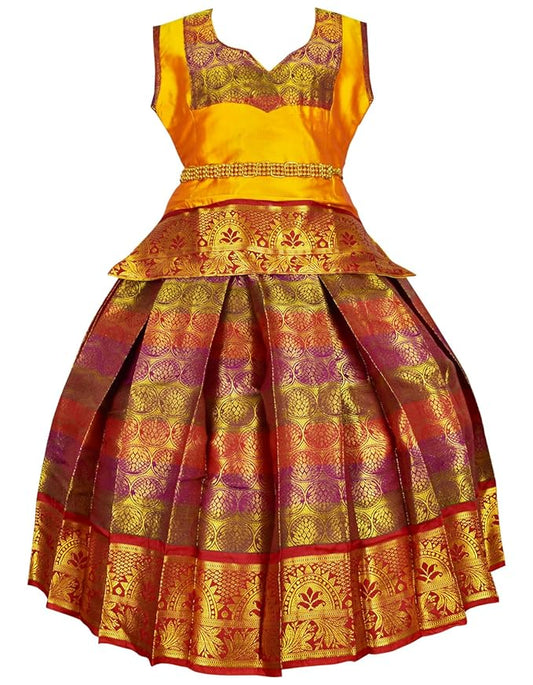 Pattu Pavadai Lehenga Choli- BL2Gold- Make her Beautiful