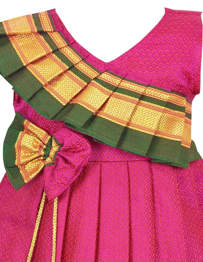 Pattu Cotton Frock-KhanF2Pink- Just Dropped !