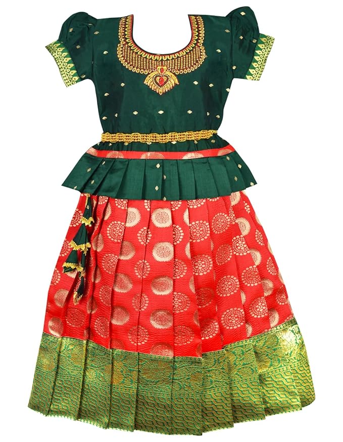 Pattu Pavadai Lehenga Choli-AditiPbGreen- Shop Now!