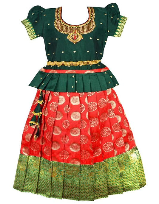 Pattu Pavadai Lehenga Choli-AditiPbGreen- Shop Now!