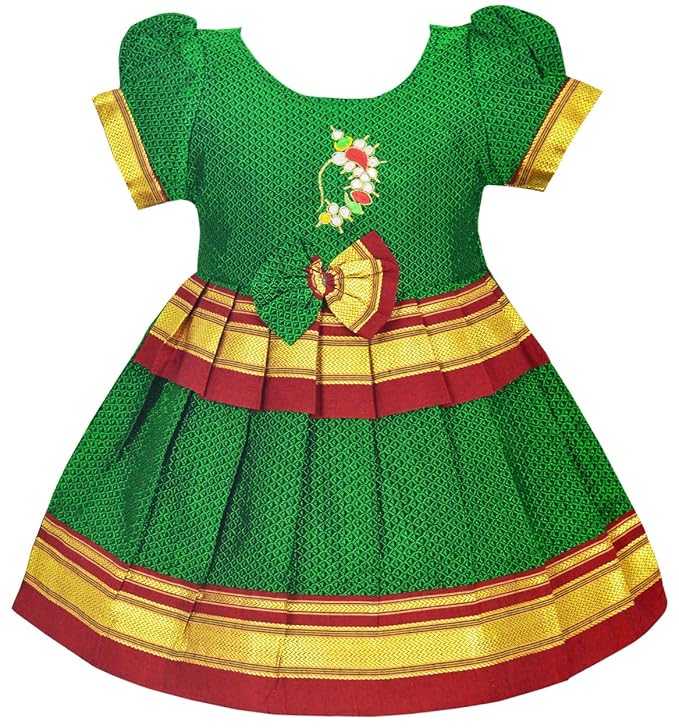 Pattu Cotton Frock-KhanF1Green- Just Dropped !