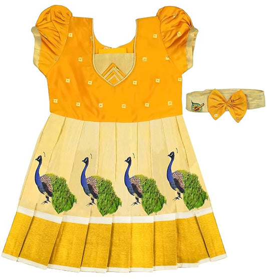 Pattu Frock with Head Band-KrishFGold- Just Dropped !
