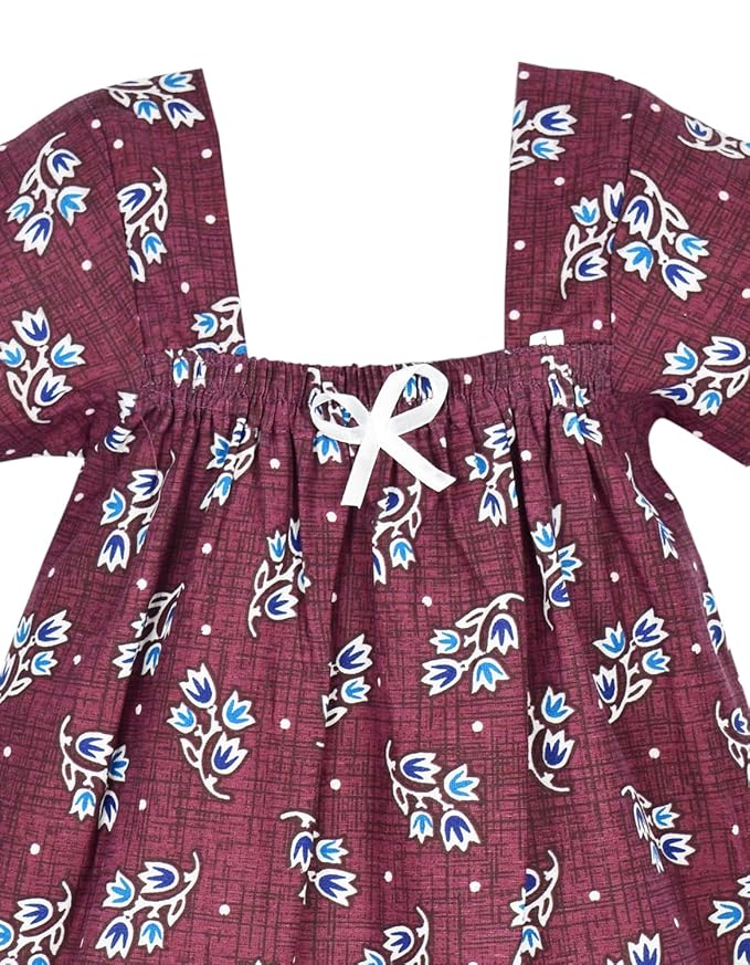 Maroon Cotton Kids Nighty - Soft & Comfortable