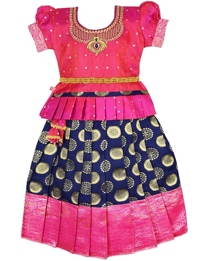 Pattu Pavadai Lehenga Choli-AditiPPink- Make her Beautiful