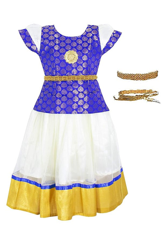 Pattu Pavadai Lehenga Choli-SWKBlue- Make her Beautiful