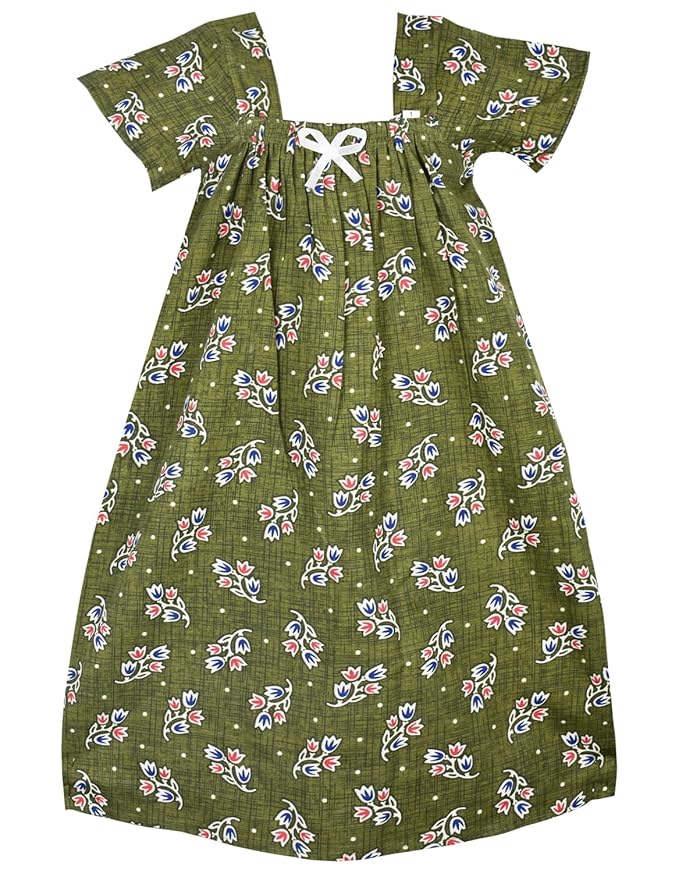 Green Cotton Kids Nighty - Soft & Comfortable