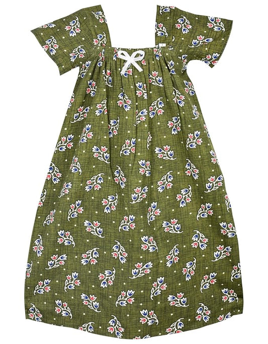 Green Cotton Kids Nighty - Soft & Comfortable
