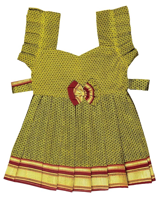 Pattu Cotton Frock-KhanF3Yellow- Just Dropped !