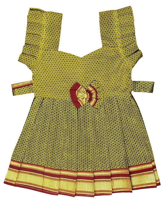Pattu Cotton Frock-KhanF3Yellow- Just Dropped !