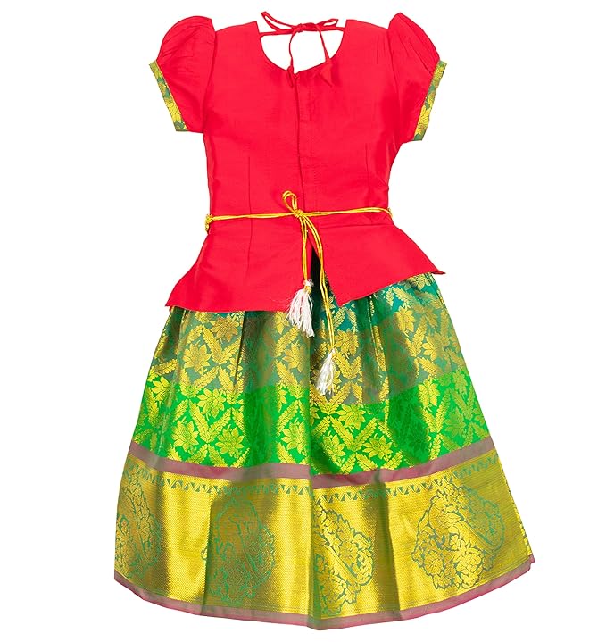 Pattu Pavadai Lehenga Choli-PadmaRed- Make her Beautiful