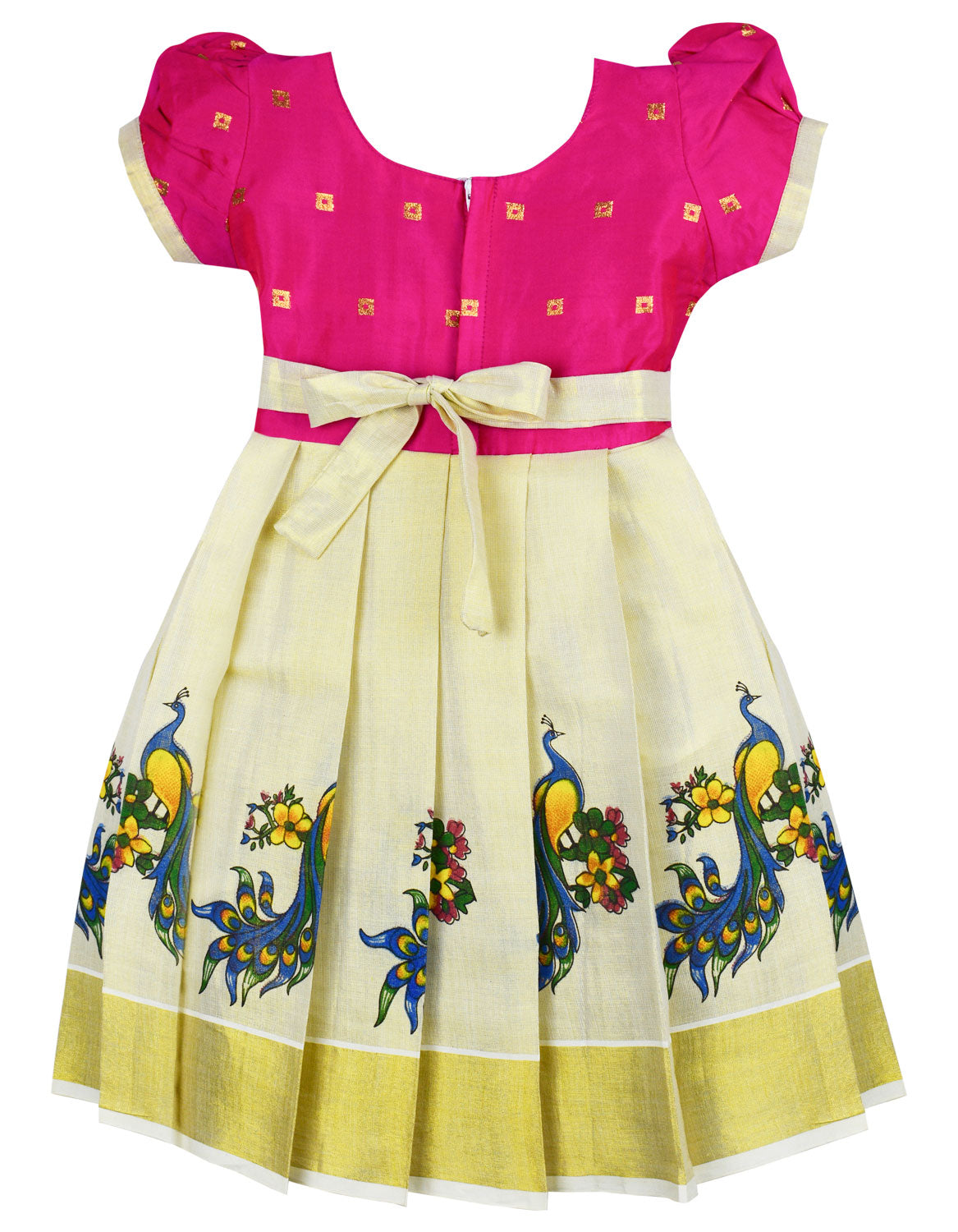 Pattu Frock with Head Band-KrishFPink- Just Dropped !