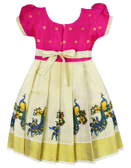 Pattu Frock with Head Band-KrishFPink- Just Dropped !