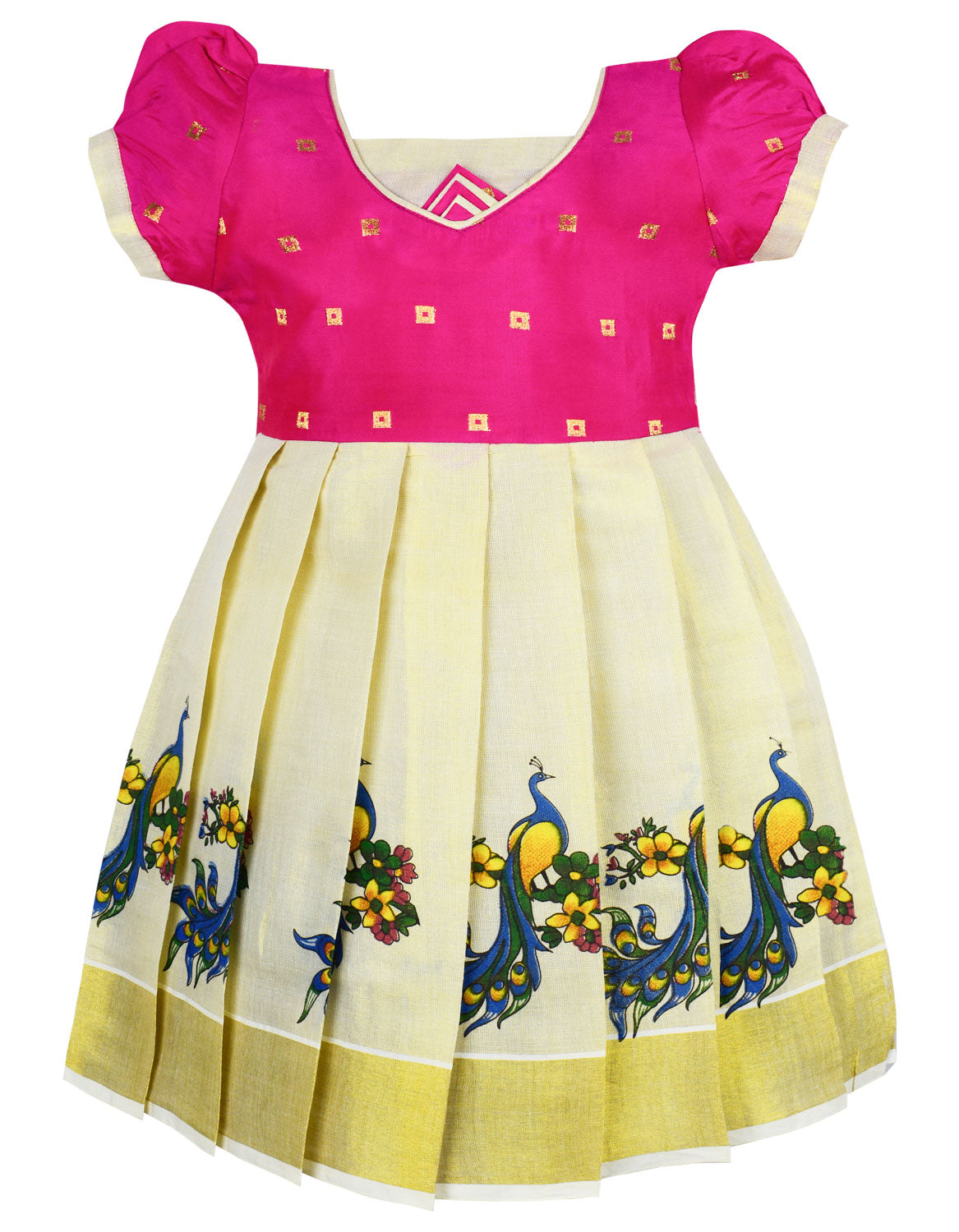 Pattu Frock with Head Band-KrishFPink- Just Dropped !